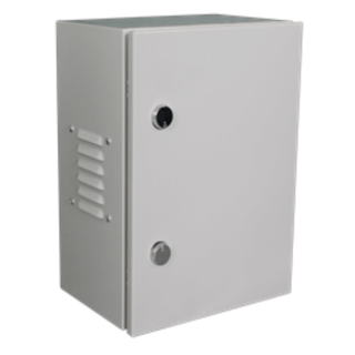 PSS Compact Enclosure, 800w x 210d x 800h, Louvre On Side, IP55, RAL7035