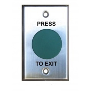 Exit Button, Large Mushroom Head (40mm), Green, Stainless Steel Plate