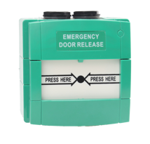 Resettable Emergency Door Release, key reset, Green DPDT, IP67