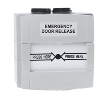 Resettable Emergency Door Release, key reset, White DPDT, IP67