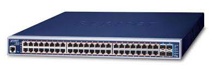 L3 48-Port 10/100/1000T 802.3at PoE + 4-Port 10G SFP+ Managed Switch with System Redundant Power 