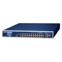 L3 24-Port 10/100/1000T 802.3bt PoE + 2-Port 10GBASE-T + 2-Port 10G SFP+ Managed Switch