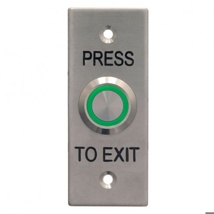 Exit Button, Green LED, Narrow Stainless Steel Plate